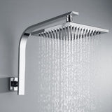 WELS Gooseneck Shower Wall Arm with 8" Square Rain Shower Head Set Brass
