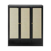 3-Door Rattan-Style Shoe Cabinet with 12 Shelves
