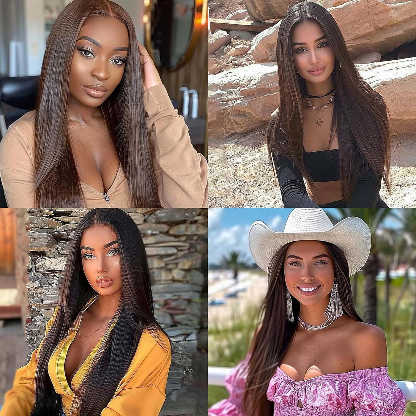 28-Inch Long Straight Synthetic Wig – Multiple Colours