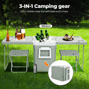 Wheeled Cooler Box with Folding Table & Chairs