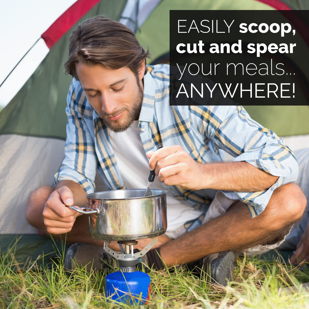 2-Pack 4-in-1 Stainless Steel Camping Cutlery Sets