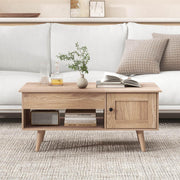 Lift-Top Coffee Table with Hidden Cabinet & Open Shelf