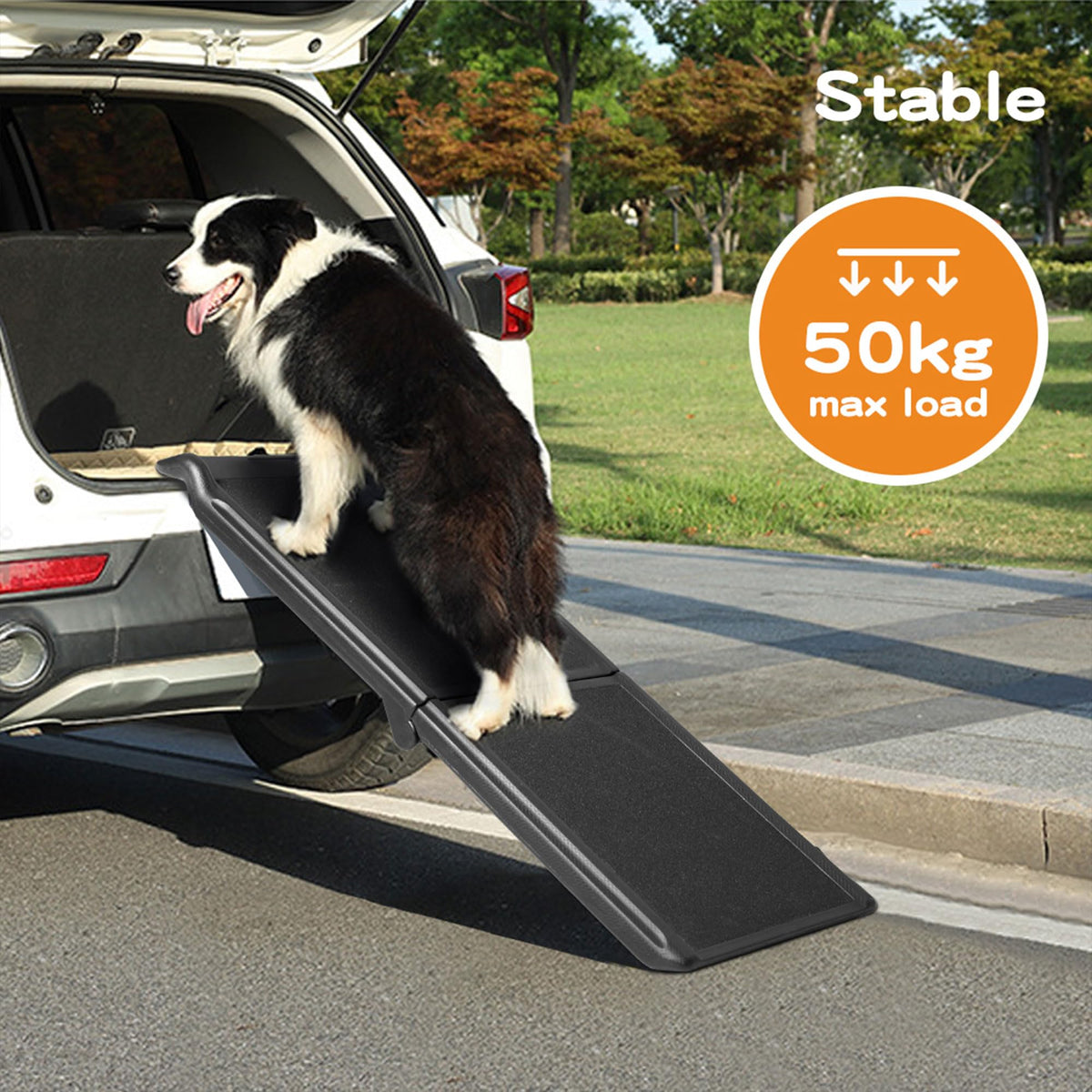 Bi-Fold PE Dog Ramp – 107 × 40 cm, 50 kg Capacity
