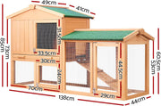 Two-Level Fir-Wood Chicken Coop & Rabbit Hutch – 138 × 49 × 85 cm