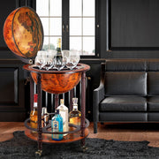 Antique-Style Mini Globe Bar Trolley with Bottle Storage