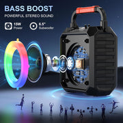 JYX 15 W Karaoke Speaker with 2 Wireless Microphones & DJ Lights