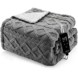 ROYGROW Electric Blanket King, 200x180cm Thick Milk Fleece Heated Blanket with 10 Heating Levels and 9 Time Settings, SAA Certified Overheat Protection Machine Washable Fast Electric Blanket, Grey