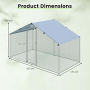 310 × 170 × 190 cm Galvanised Walk-In Poultry Run with Oxford Canopy