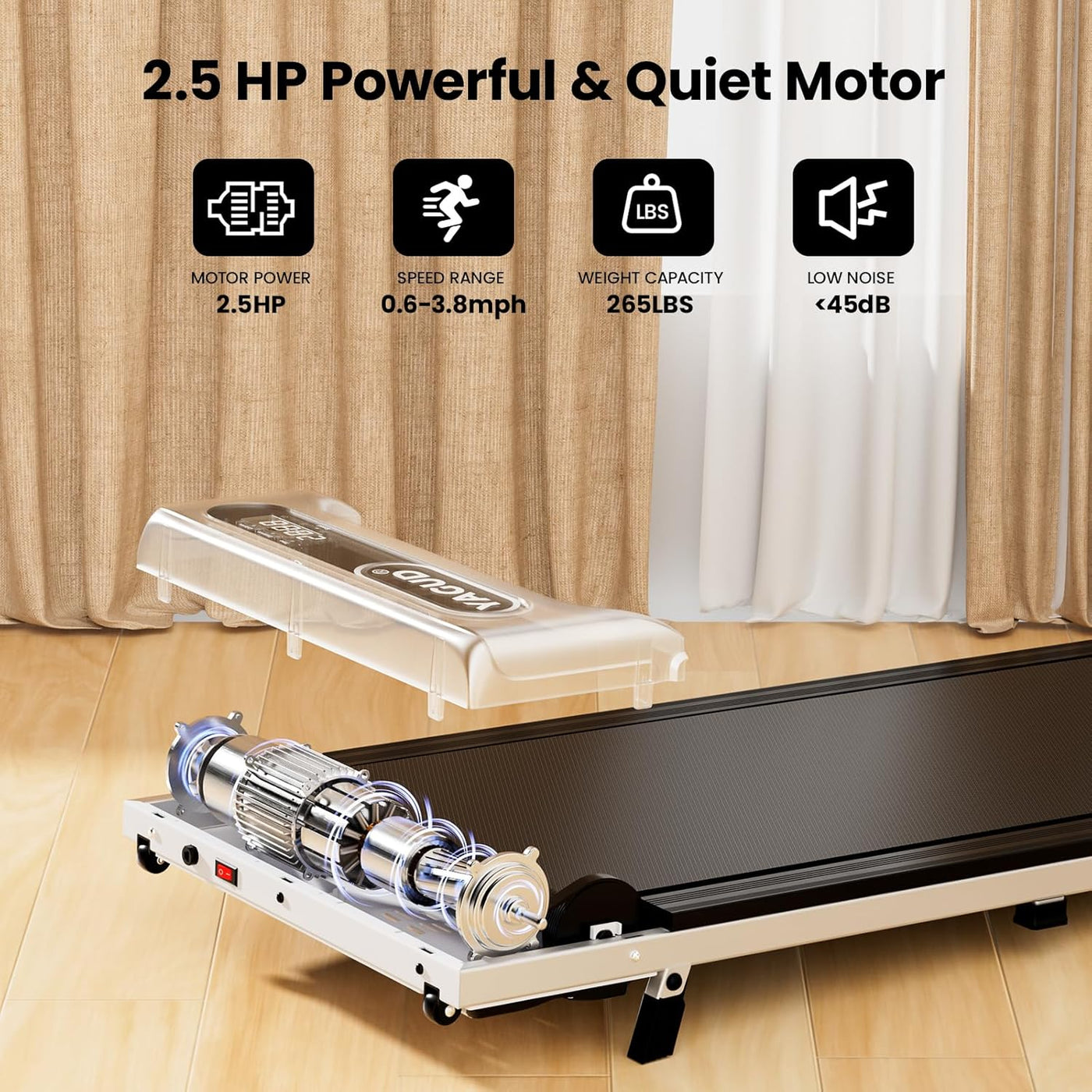 Walking Pad with Incline, Under Desk Treadmill, 2.5HP Treadmills for Home with Remote Control & Led Display, Non-Slip, Compact Portable, Low Noise for Workout Exercise