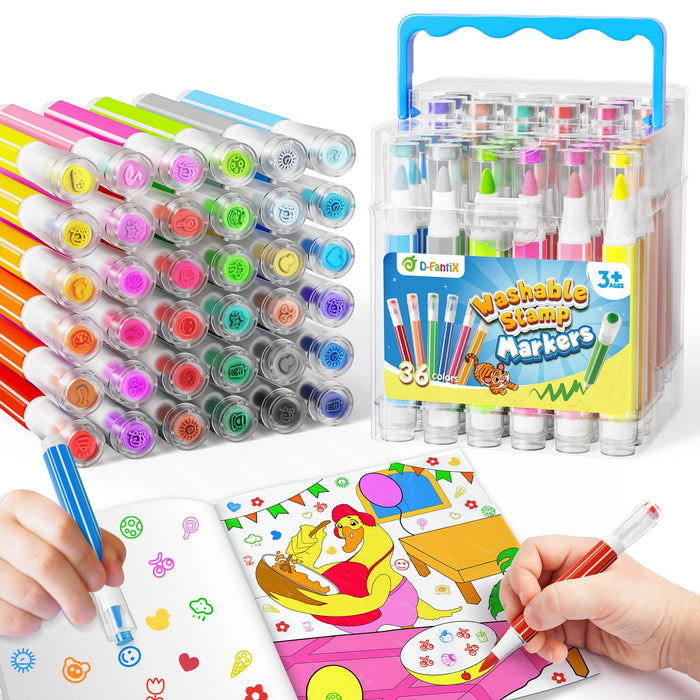 36-Colour Washable Marker & Stamp Activity Set with Case