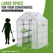 142 × 142 × 196 cm Walk-In Greenhouse with 8 Shelves