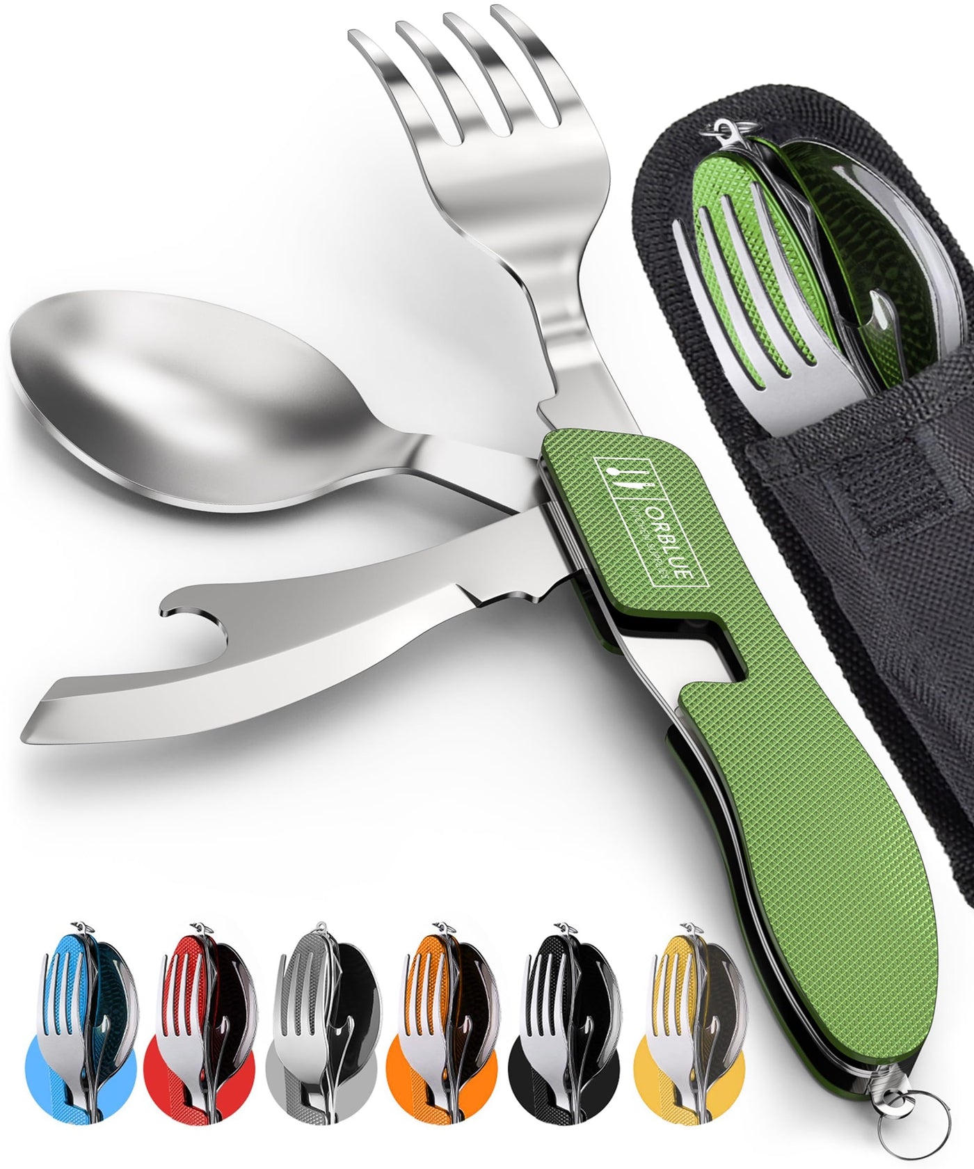 2-Pack 4-in-1 Stainless Steel Camping Cutlery Sets