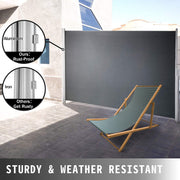 300 × 180 cm Black Retractable Side Awning
