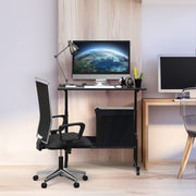 Black Adjustable Mobile Standing Desk with Locking Wheels