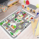 Play Mat Kids Rug Carpet Playmat Extra Large Learn Have Fun Safe Road Traffic System Multi Color Study Activity Centerpiece Play Mat for Playing with Cars for Bedroom Playroom