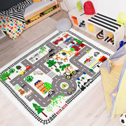 Play Mat Kids Rug Carpet Playmat Extra Large Learn Have Fun Safe Road Traffic System Multi Color Study Activity Centerpiece Play Mat for Playing with Cars for Bedroom Playroom