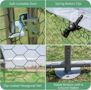 Galvanised Walk-In Poultry Run with Spire Cover – 3 Sizes