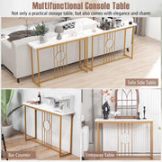 120 cm Faux-Marble Console Table with Gold Frame