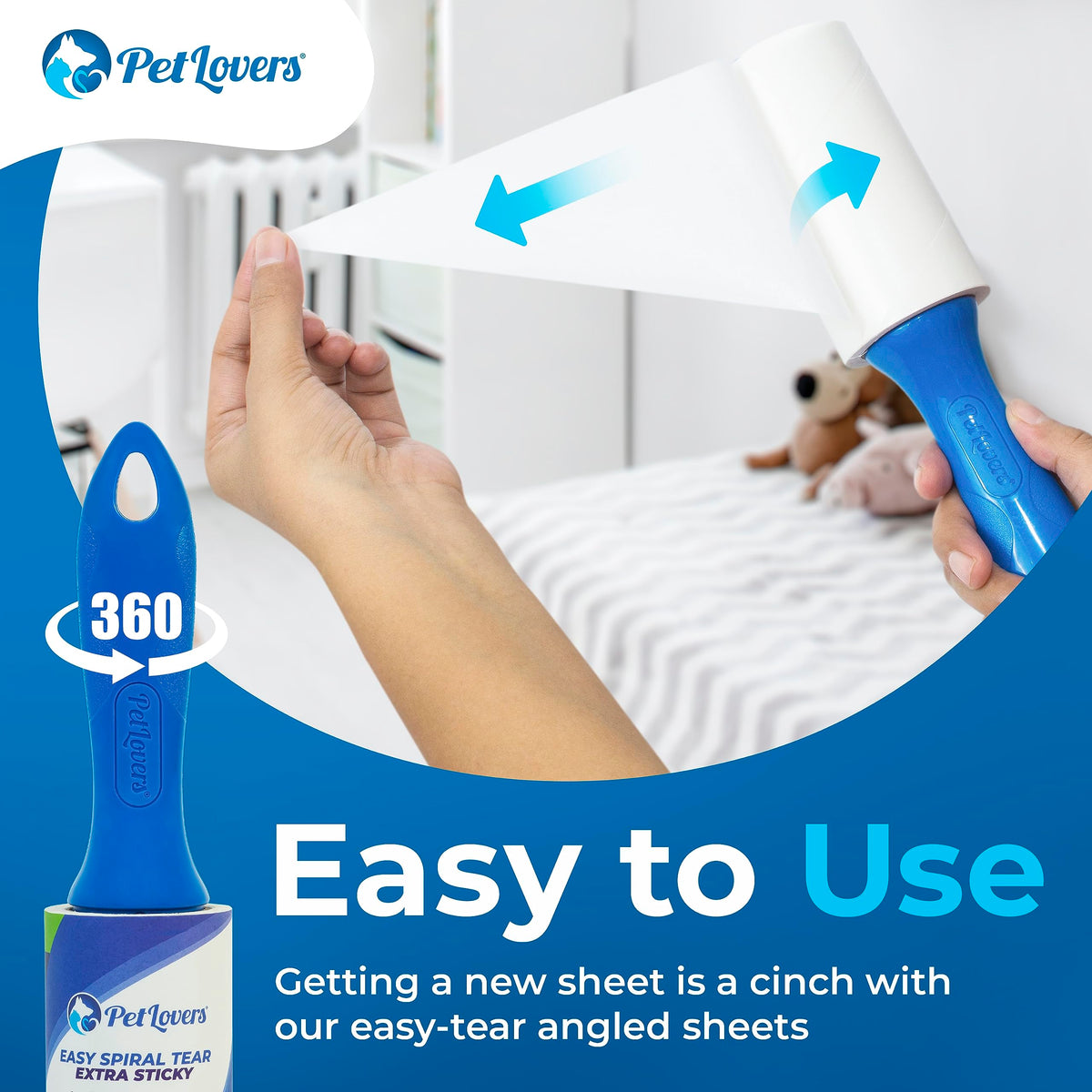 Extra-Sticky Lint Roller Set – 450 Easy-Peel Sheets