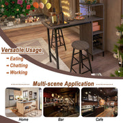 3-Piece Bar Table Set with Wine & Glass Storage