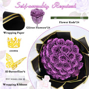 DIY Glitter Rose Bouquet Kit – 24 Artificial Roses
