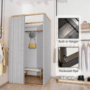 100 × 100 × 200 cm Wrought-Iron Fitting Room with Washable Curtain