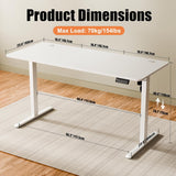 ERGOMAKER Electric Height Adjustable Standing Desk 140x60cm (55.1"x23.6"), Sit Stand Desk with Splicing Top for Home Office (White Frame + White Desktop)