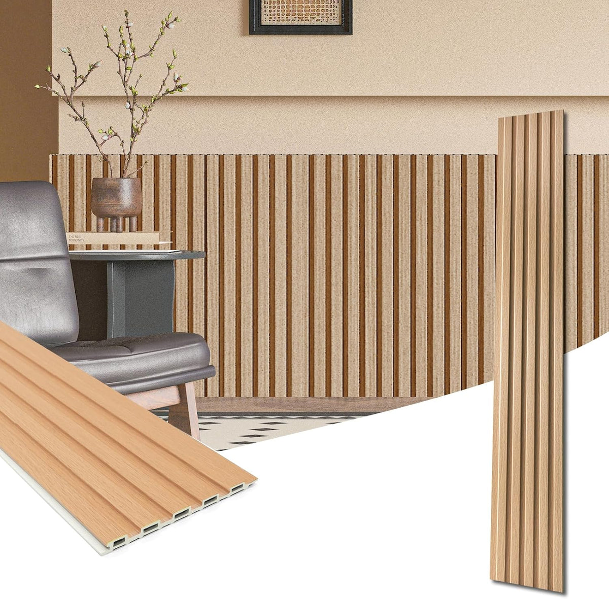 122 × 16 cm WPC Slat Wall Panels – 16 Pack, 2 Finishes