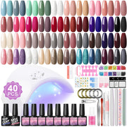 40 Colors Gel Polish with 36W Nail Light Curing Gel Lamp for Nails Gel Nail Kit Soak off Base Coat Top Coat Gel Polish with Manicure Tools DIY Nail Kit for Beginner at Home, Gel Nail Set