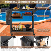 3-Shelf Outdoor BBQ & Pizza-Oven Prep Cart