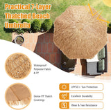 Costway 8 FT Thatched Tiki Umbrella, Hawaiian Style Outdoor Hula Umbrella w/8 Metal Ribs, 7-Tier Straw Top, Press Button, Portable Palapa Tropical Umbrella for Beach, Yard, Poolside, Natural …