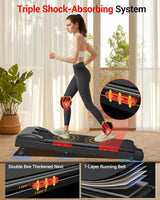 10% Incline Treadmill with Handle for Home and Office, Foldable Treadmills with 265 Lbs Weight Capacity, 2.5HP Quiet Walking Pad Treadmill, Three LED Screen Display