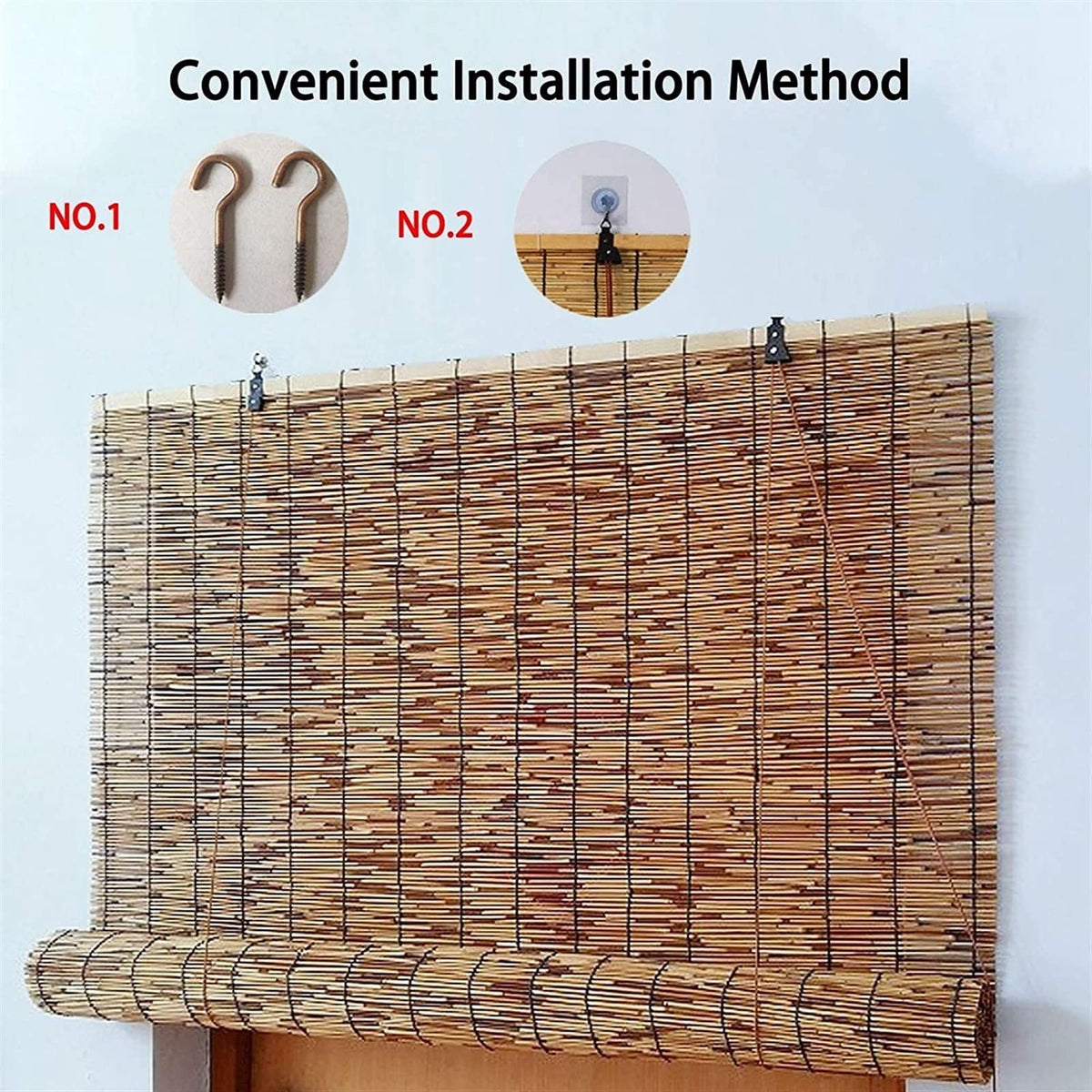 Natural Reed Roller Blind with Side Drawstring