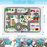 Play Mat Kids Rug Carpet Playmat Extra Large Learn Have Fun Safe Road Traffic System Multi Color Study Activity Centerpiece Play Mat for Playing with Cars for Bedroom Playroom