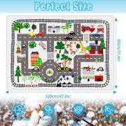Play Mat Kids Rug Carpet Playmat Extra Large Learn Have Fun Safe Road Traffic System Multi Color Study Activity Centerpiece Play Mat for Playing with Cars for Bedroom Playroom