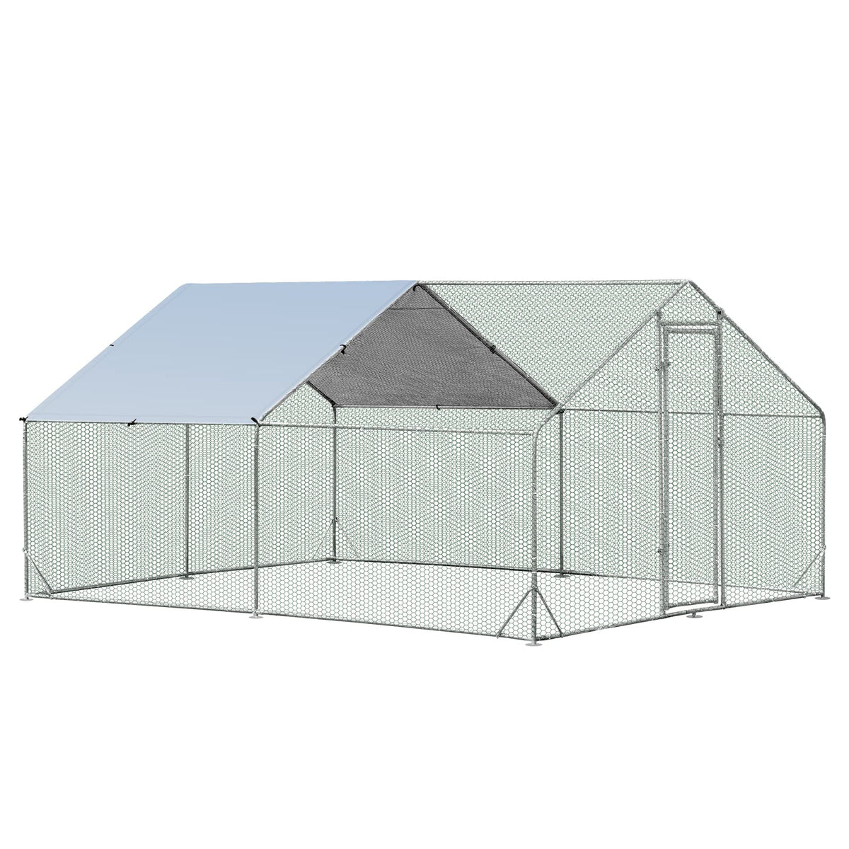 Galvanised Walk-In Poultry Run with Spire Cover – 3 Sizes