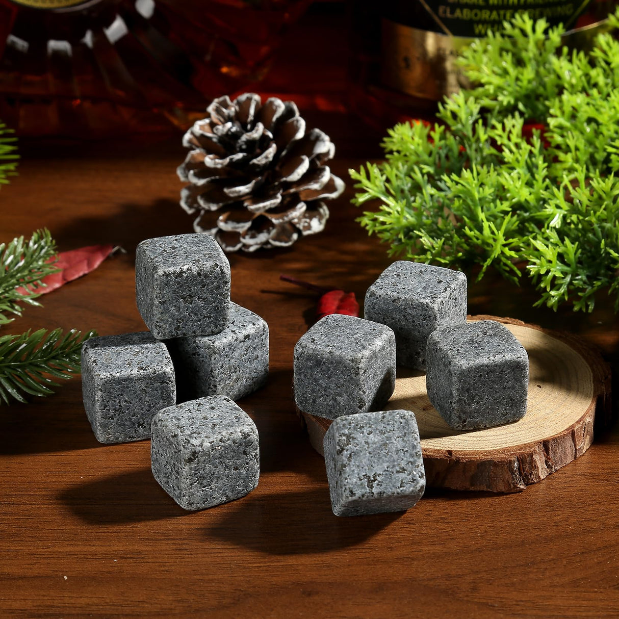 Whisky Glass Gift Set, Whisky Stones, Whisky Gift Sets for Men, 8 Whisky Stones, 2 Crystal Whisky Glasses, Wooden Box Gift, Birthday Gifts for Men, Dad, Husband, Valentine's Day/Father's Day