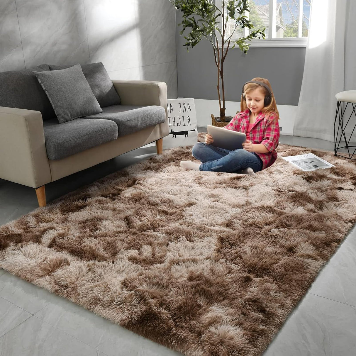 Large Area Rugs for Living Room, Ultra Soft Indoor Modern Fluffy Bedroom Carpets, Washable Furry Throw Rugs Area Carpets for Children Bedroom Home Decor Nursery Rug (Pink, 80 x 160 CM)