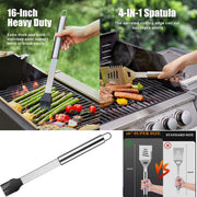 40 cm Stainless-Steel BBQ Tool Set with Apron