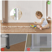 Retractable Baby Gate Durable Portable Mesh Gate Easy Installation 86CM Tall Stretches 180CM Wide for Large Stairs Retractable Dog Gates for Doorways Stairs Indoor Outdoor(White,86CMx180CM)