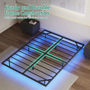 Floating-Look Double Metal Platform Bed with 3-Sided LED Lighting