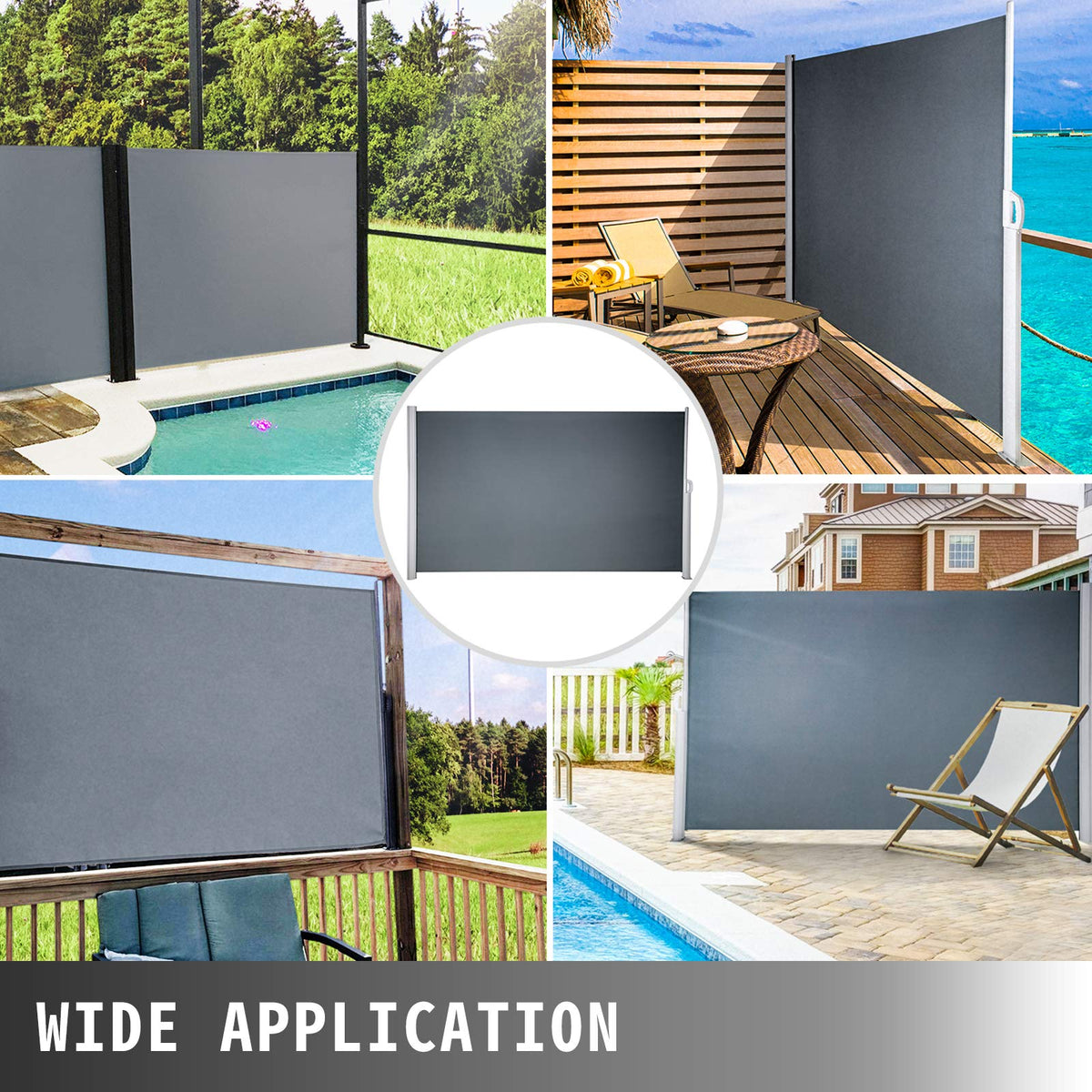 300 × 180 cm Black Retractable Side Awning