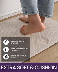 2-Piece Beige & White Cushioned Kitchen Mat Set – 43 × 74 & 43 × 150 cm