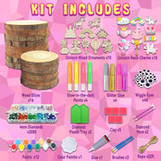 Unicorn Themed Wooden Painting Kit-Glow in The Dark-Arts & Crafts Gifts for Kids Girls Ages 5-12-Wood Slice Craft Activities Kits -Unicorn Art Toys for Kids Christmas Gifts