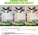 Socket Fan Light with Remote，Small Ceiling Fan with Light, 3 Colors 3500K-6000K, Easy to Install E27 Screw Base, Suitable for Bedroom, Living Room, Kitchen, Black