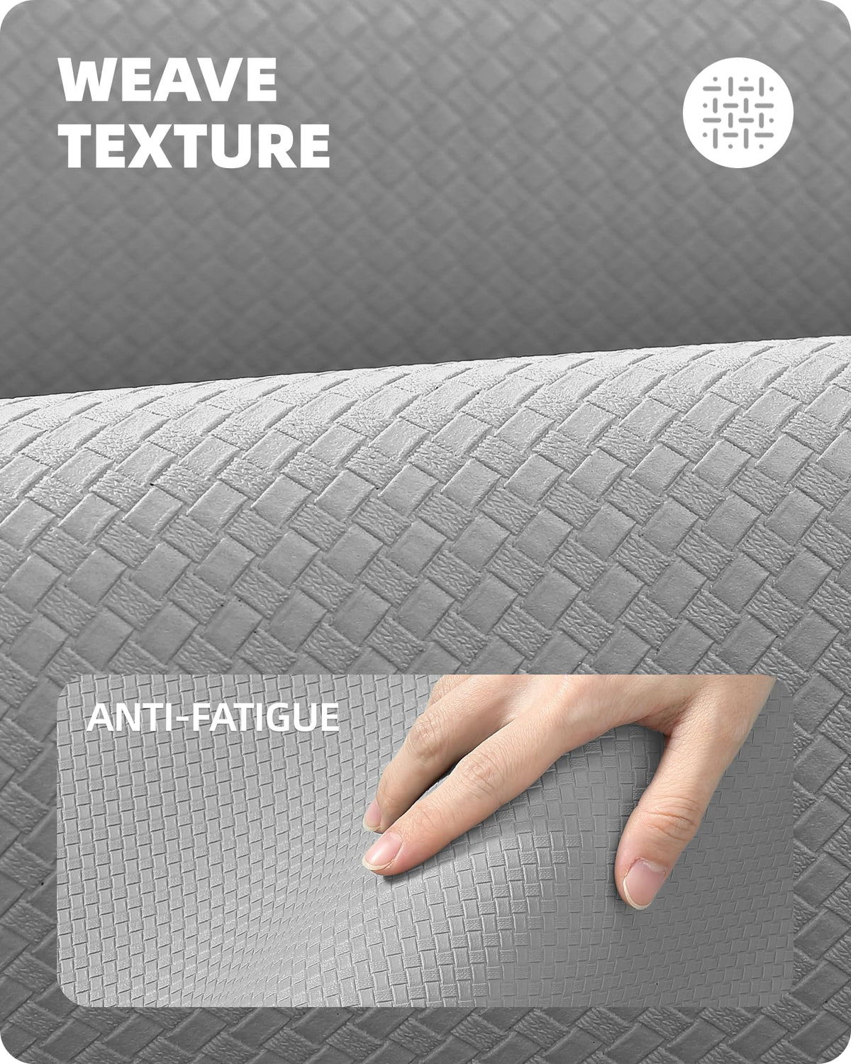 2-Piece Grey Cushioned Kitchen Mat Set – 43 × 119 & 43 × 241 cm