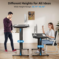 MOUNTUP Electric Standing Desk 120x60cm (48x24) Height Adjustable, Sit Stand Desk with Memory Controller, Ergonomic Stand Up Desk for Home Office with Splice Board, Black