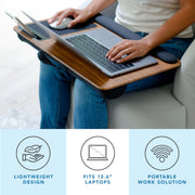 Espresso Lap Desk with Wrist Rest, Mouse Pad & Phone Holder