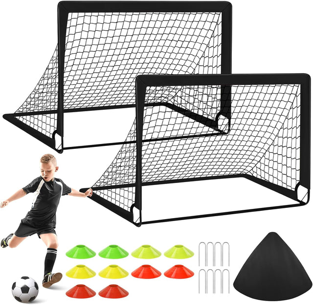 Soccer Goals with Portable Bag, Soccer Nets for Backyard with 10 Cones, Kids Soccer Goals, Soccer Training Equipment for Kids, Youth Games, Sports, Fit for Family Game Play