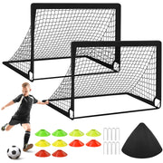 Portable Backyard Soccer Goal Set with 10 Cones & Carry Bag